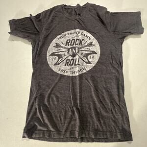 Eric Church Short Sleeve Shirt Women's Size Large/Medium Gray Rock N Roll
